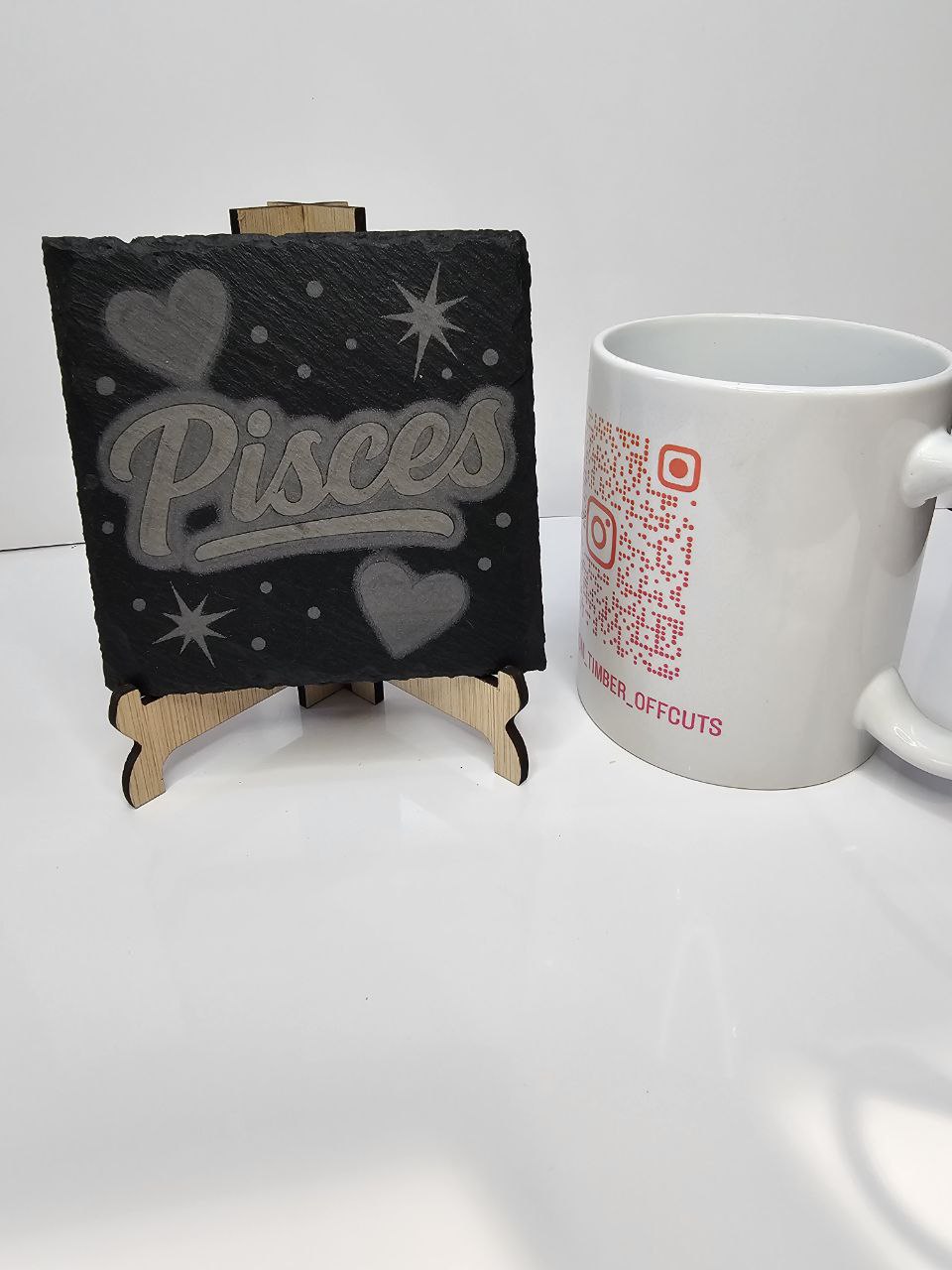 slate “Pisces Zodiac Laser-Engraved Coasters | 10cm x 10cm