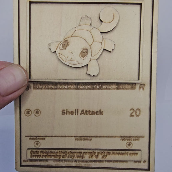 Squirtle 3D Wooden Pokémon Card | Laser Engraved Collectible Plaque | Base Set Inspired | Sizes 11cm–30cm | Handmade in the UK