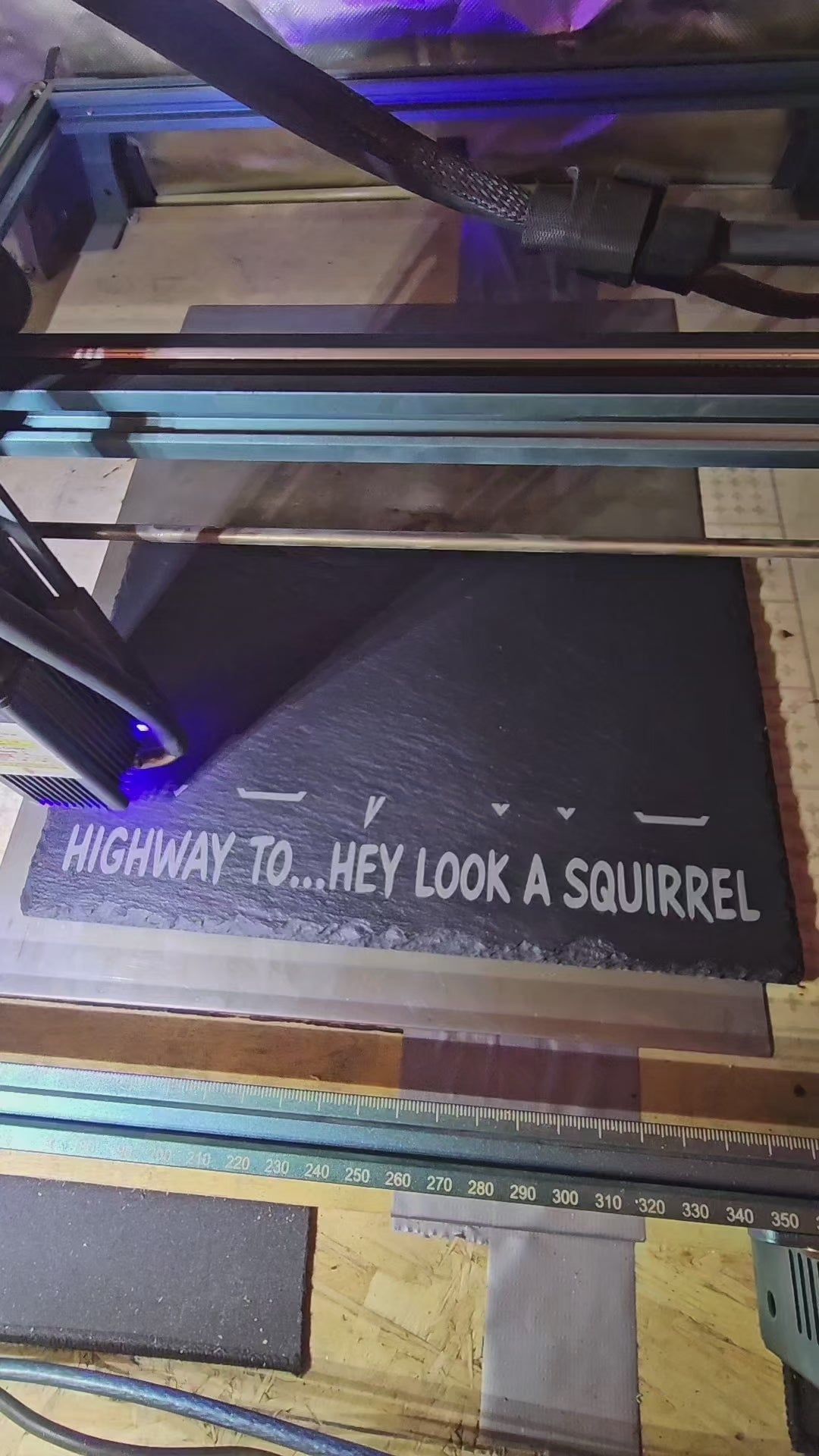 Funny ADHD Slate Sign – "Highway To… Hey Look a Squirrel" | Laser Engraved Rock Plaque | AC/DC Style Gift | Humorous Mental Health Decor