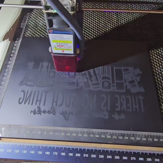 painted glass Laser engraved “There Is No Such Thing As Too Many Books