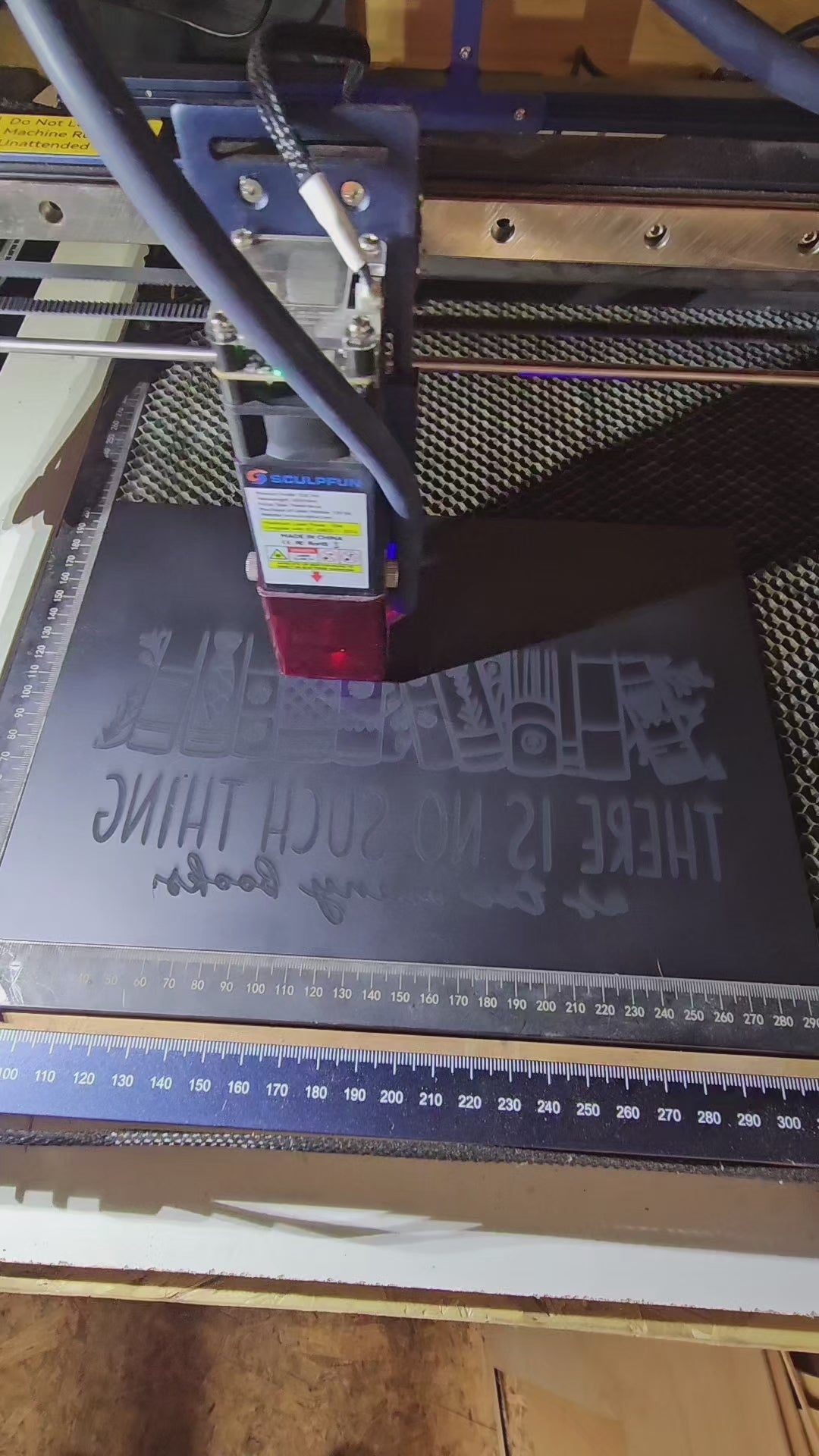 painted glass Laser engraved “There Is No Such Thing As Too Many Books