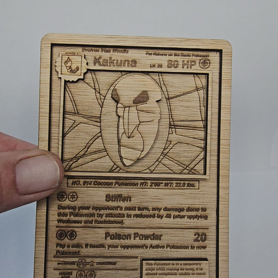 Kakuna 3D Wooden Pokémon Card | Laser Engraved Display Plaque | Evolution Series Collectible | Sizes 11cm–30cm | Handmade in the UK