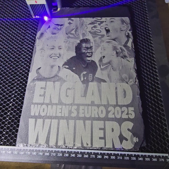 England Women’s Euro 2025 Winners Slate Plaque | Laser Engraved Football Celebration Art | 30cm x 20cm