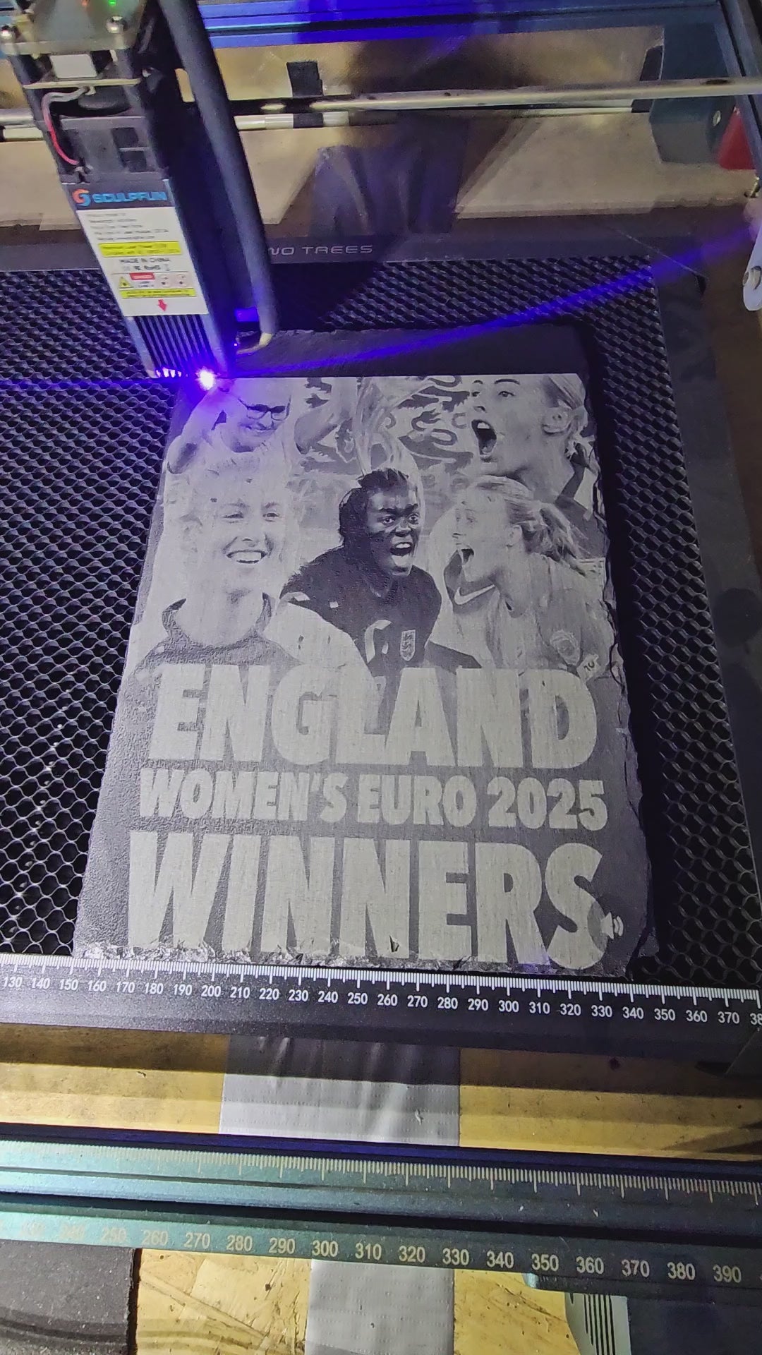 England Women’s Euro 2025 Winners Slate Plaque | Laser Engraved Football Celebration Art | 30cm x 20cm