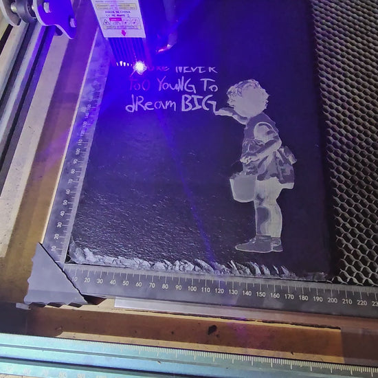 slate. You’re Never Too Young to Dream Big” – Laser Engraved Banksy