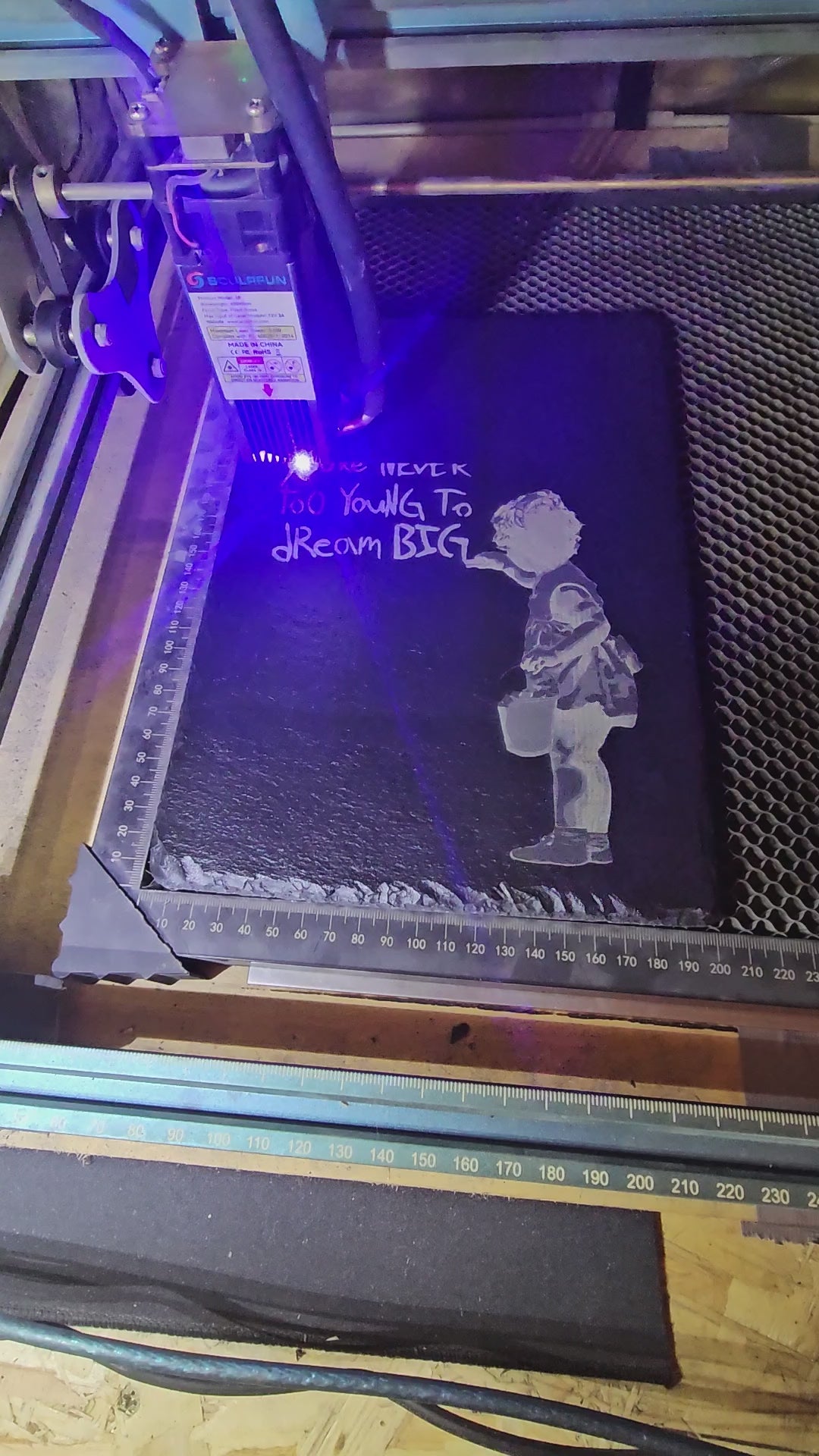 slate. You’re Never Too Young to Dream Big” – Laser Engraved Banksy