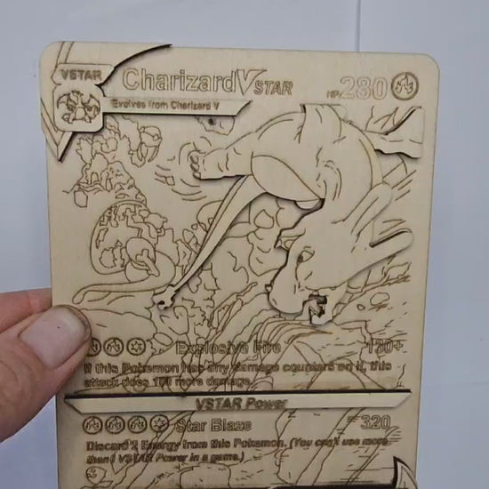 Charizard VSTAR 3D Wooden Pokémon Card | Laser Engraved Collectible | Multiple Sizes | Handmade Pokémon Gift