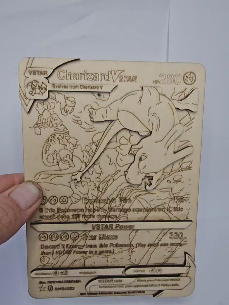 Charizard VSTAR 3D Wooden Pokémon Card | Laser Engraved Collectible | Multiple Sizes | Handmade Pokémon Gift