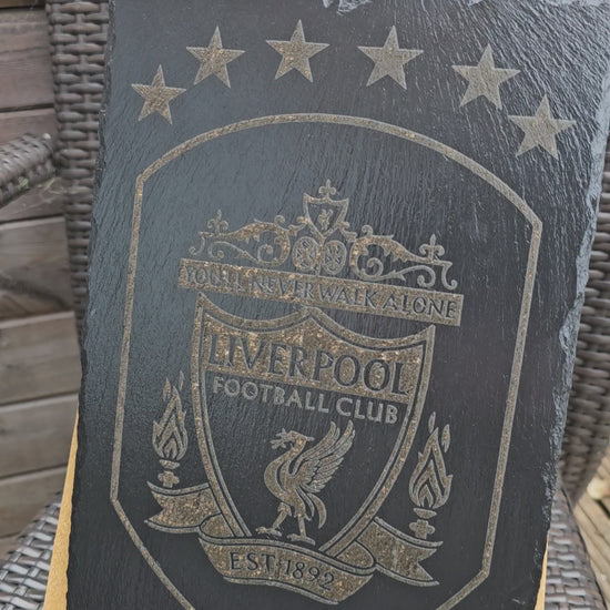 Liverpool FC 6 Stars Crest Slate Plaque | 30cm x 20cm | Laser Engraved Slate Sign | Champions of Europe | Original Timber Creations