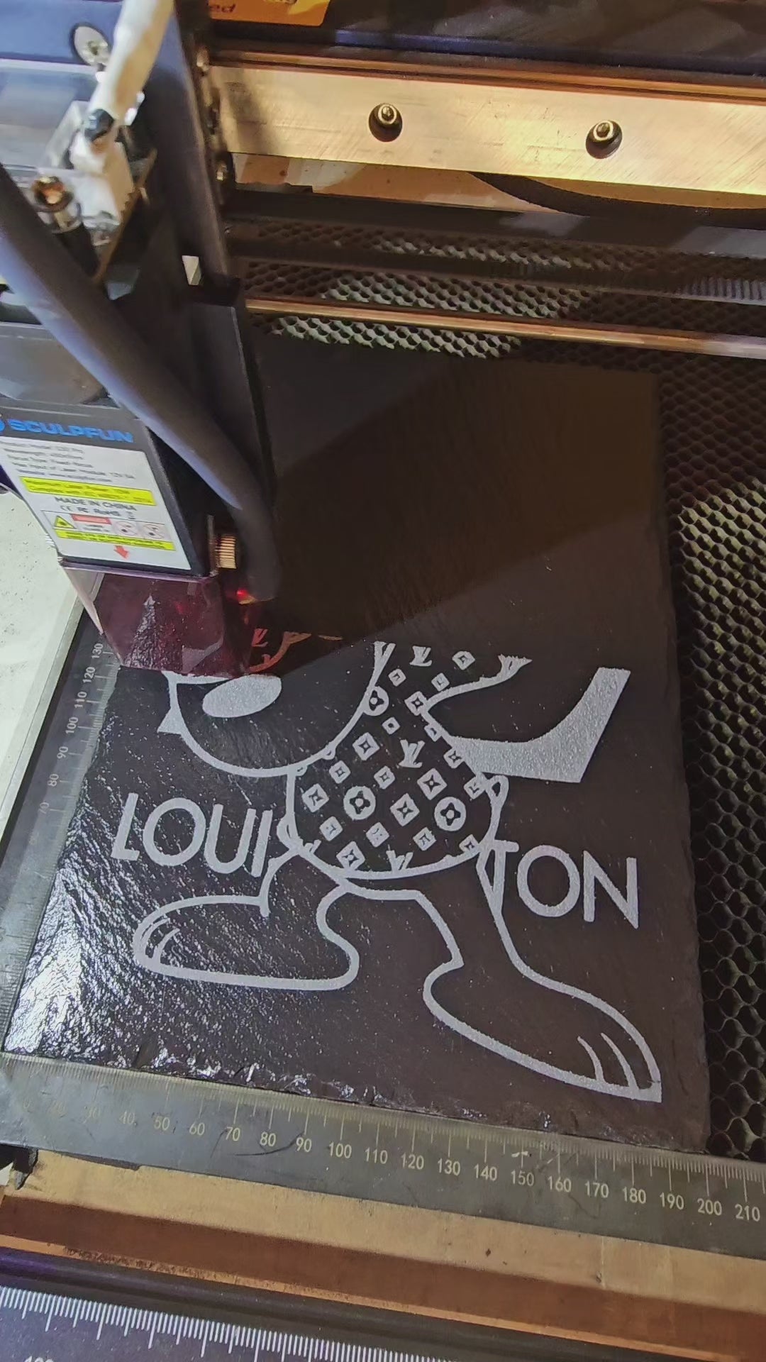 Dabbing Snoopy x LV Style Slate Plaque – 30cm x 20cm – Fashion Parody Laser Engraved Wall Art – Handmade in the UK