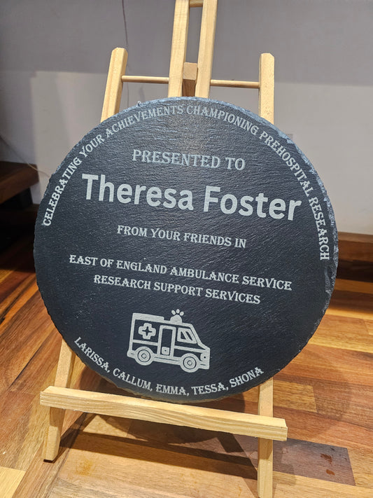 30cm round slate plaque.