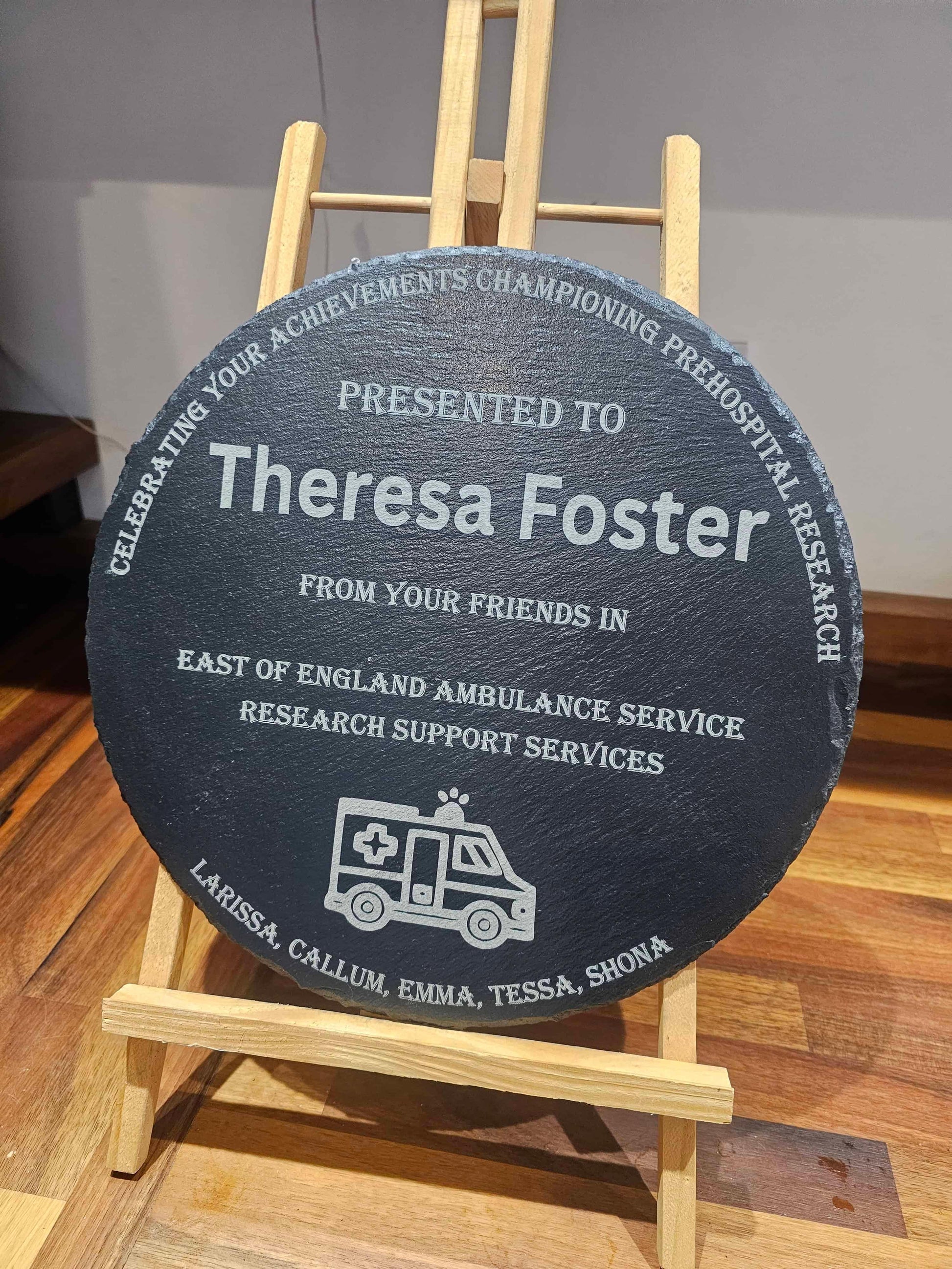 30cm round slate plaque.